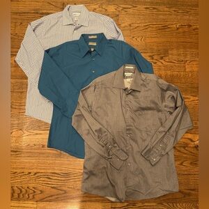 Bundle: Van Heusen Men's Button Down Shirt Trio, Size 16.5 and 34/35